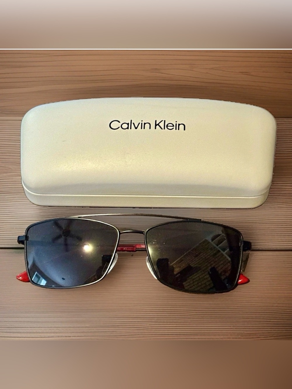 NEW Calvin Klein CK18117S 002 Men’s Sunglasses 56-15-140 Matte Black Red w/Case